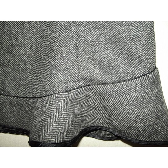 The Gap 4 Gray Black Charcoal Herringbone Tweed Lined Tulip Bell Skirt business - Picture 4 of 8